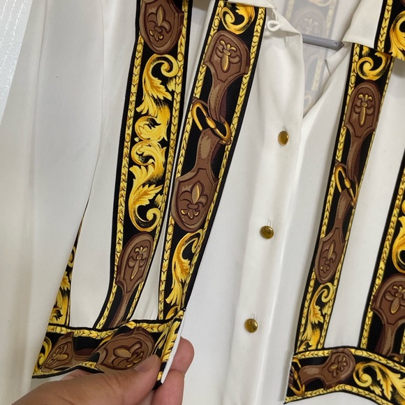 T5a- JORDAN White Boho Stripe Button Up Shirt - Picture 2 of 6